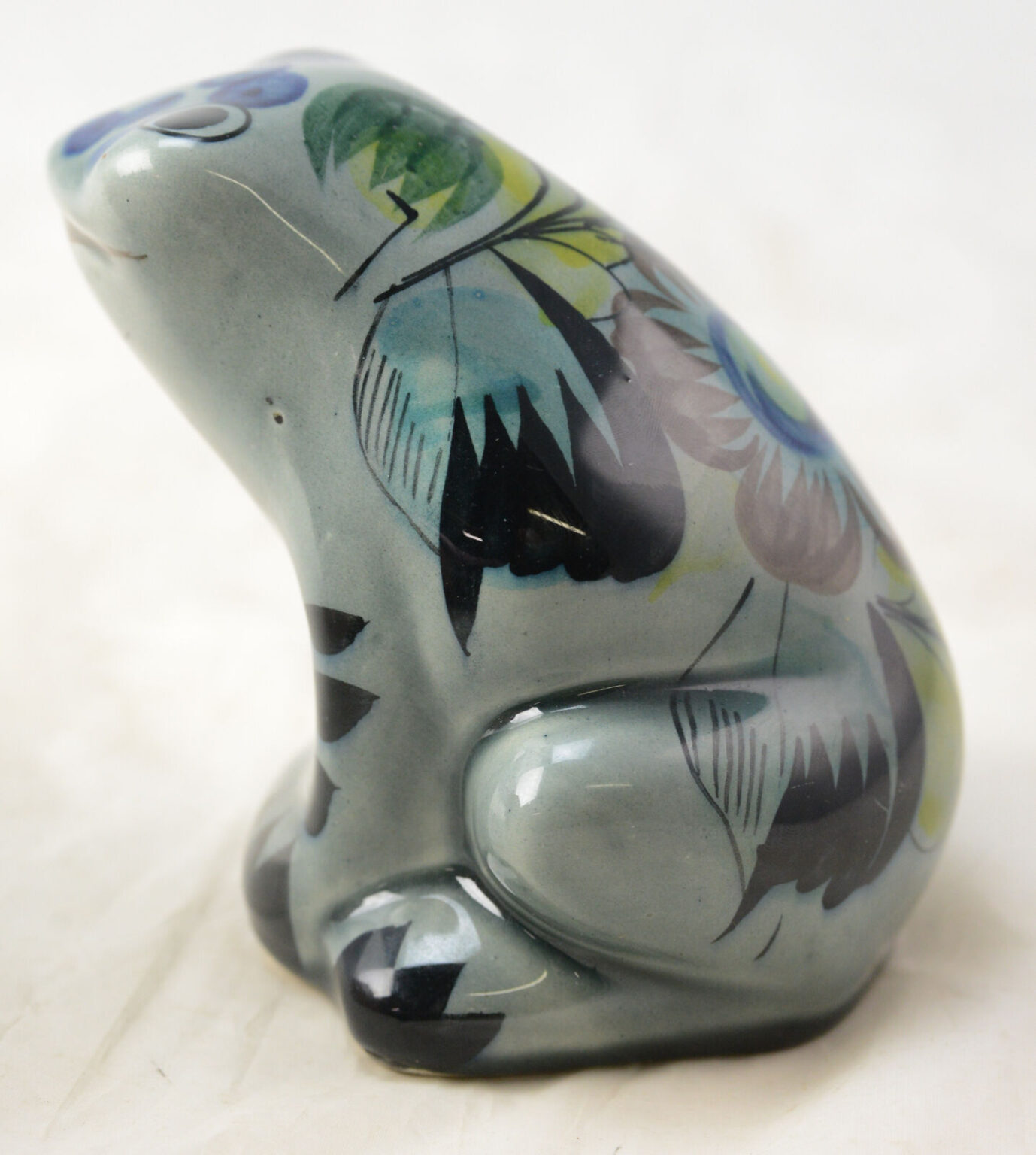 Vintage Mexican RS Mexico Hand Painted Art Pottery Frog Sculpture