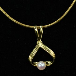 Vtg 14K Yellow Gold On Sterling Chain Gold Fill Teardrop Pearl Pendant Necklace