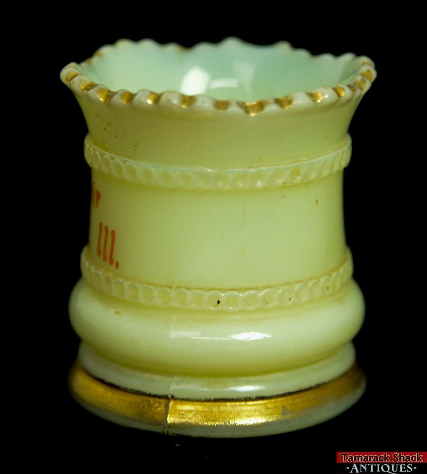 c1900 Heisey Ring Band Custard Glass Belvidere Ill Souvenir Toothpick Holder L6X - Image 3