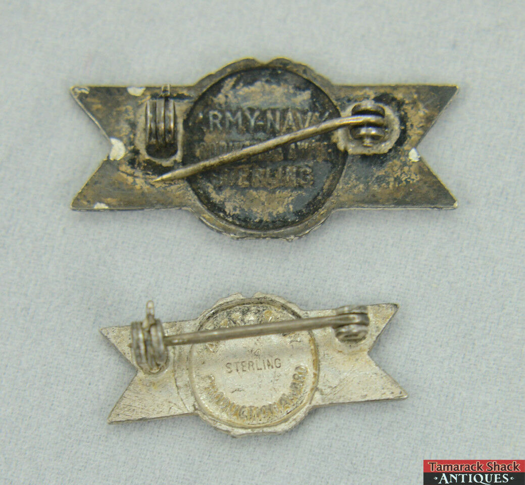 Lot 2 WWII Sterling Enameled Army Navy Production Efficiency Service Award Pins - Image 3