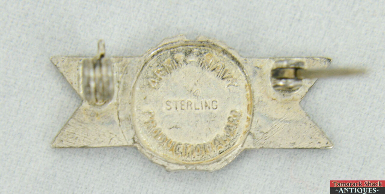 Lot 2 WWII Sterling Enameled Army Navy Production Efficiency Service Award Pins - Image 4