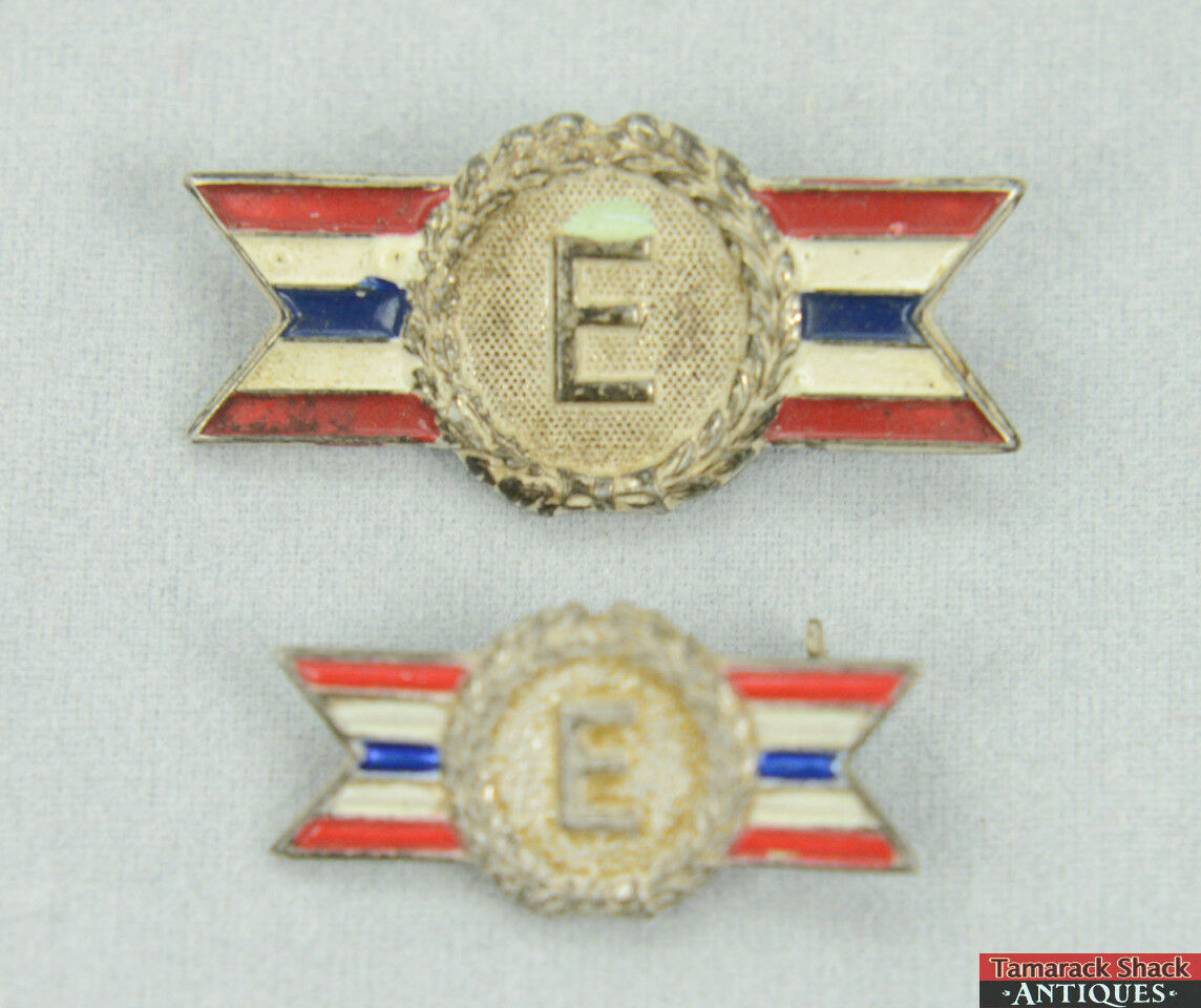 Lot 2 WWII Sterling Enameled Army Navy Production Efficiency Service Award Pins