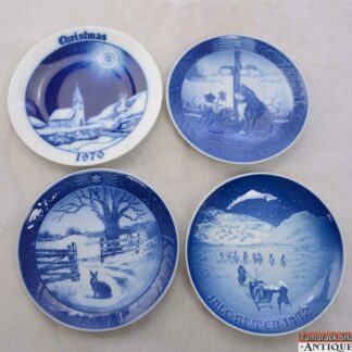 Lot 4 Blue Christmas Plates 1970 1971 1972 Royal Copenhagen Bavaria Denmark VTG