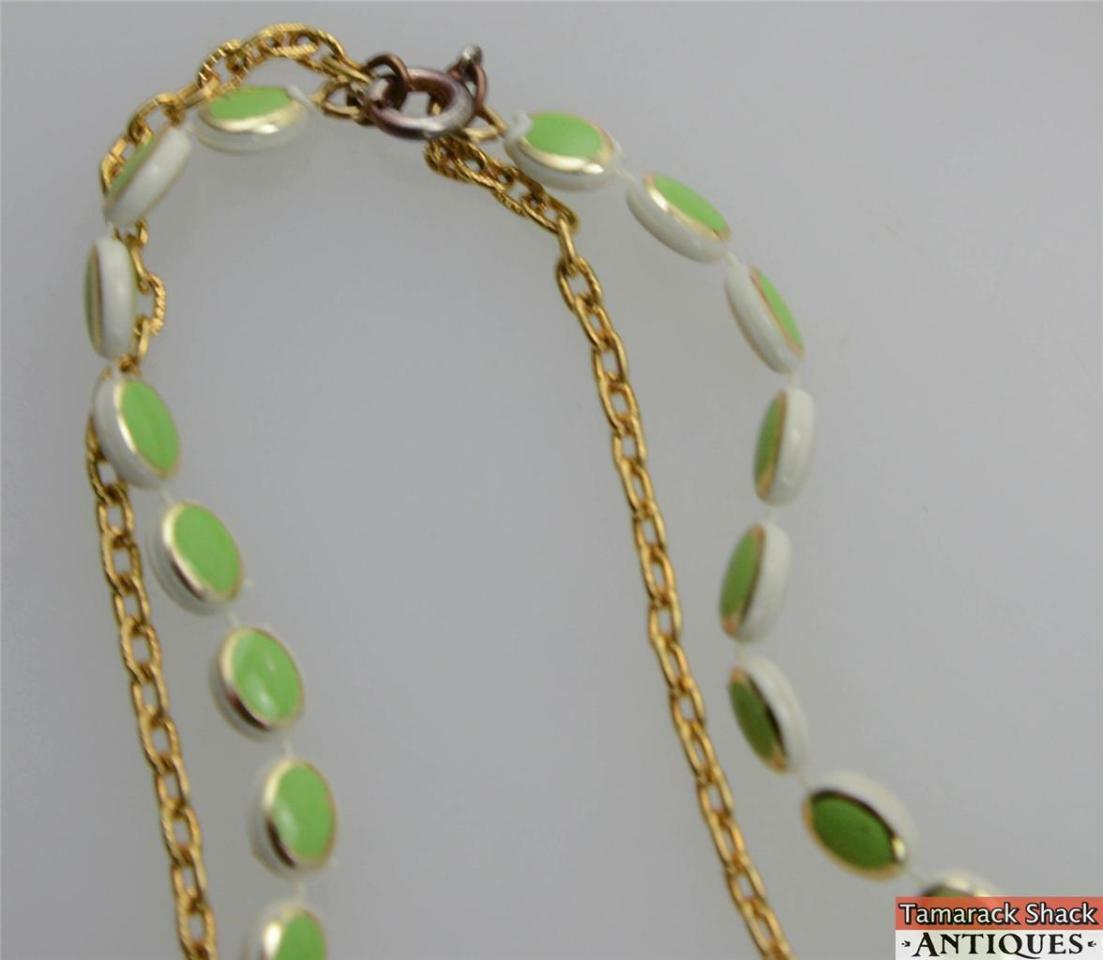 Lot of 2 Vintage 2 Strand Bead Chain Necklace 48" Springring Clasp Coral & Green - Image 6