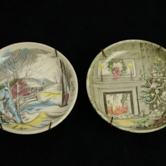 Set of (2) Hand Made Johnson Bros Small Motif Plates With Wall Hangers 4 1/4"