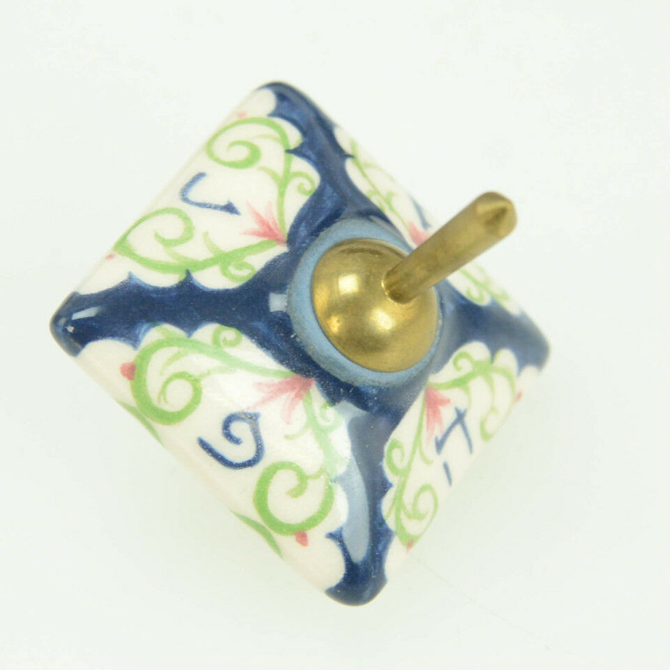 Small Hand Painted Artist Signed Chinese Spinning Top Trinket Earthenware L8Y