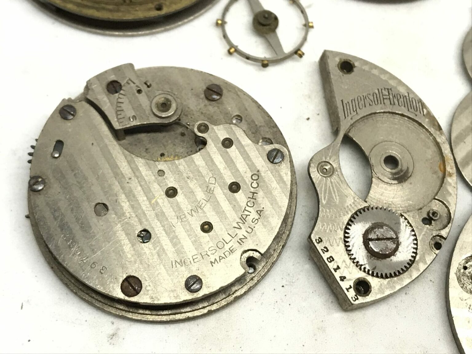 Assorted Ingersoll Pocket Watch Movement Parts for Repair/Crafts