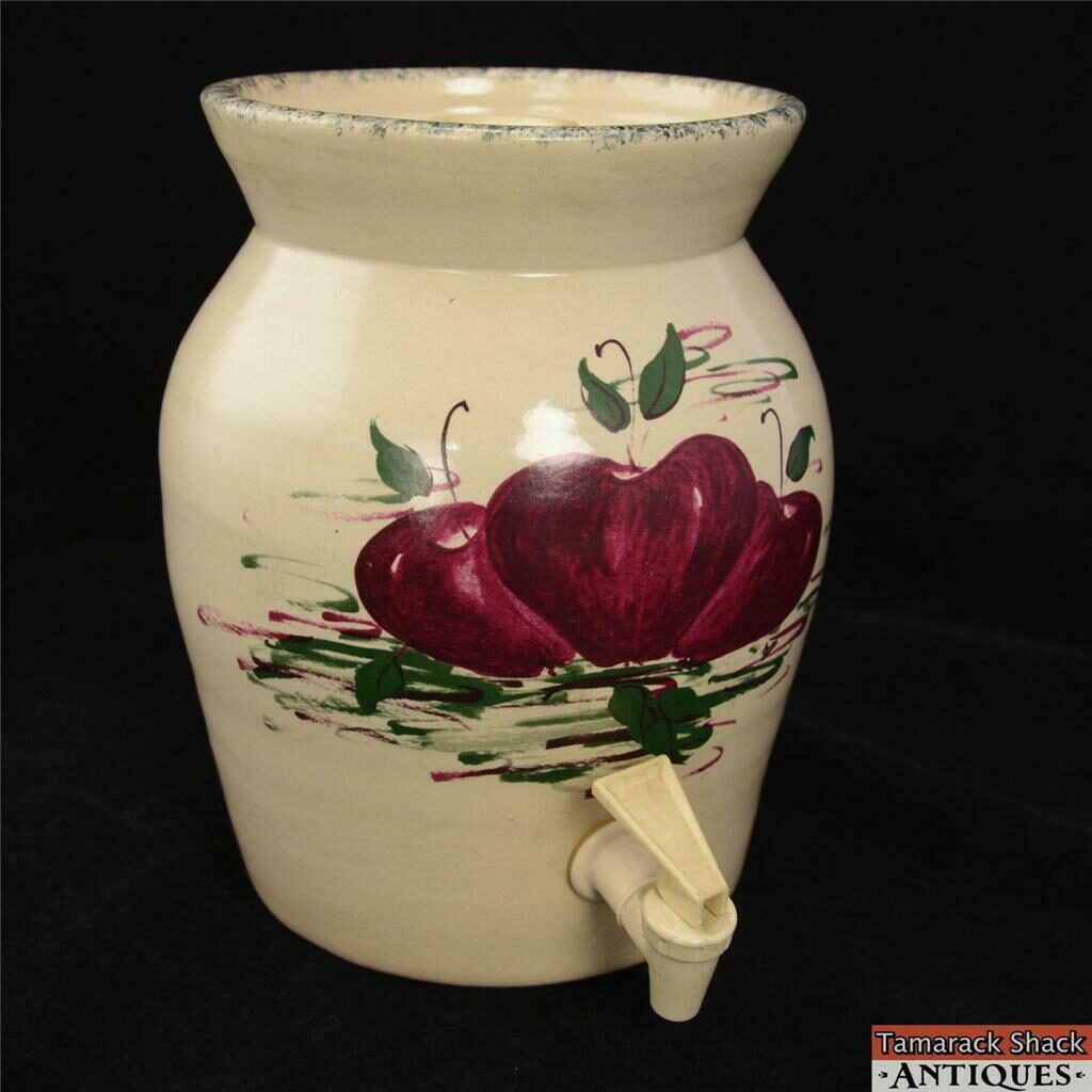 Casey Pottery Water Cooler/Dispenser Crock Apples Red Green Stoneware