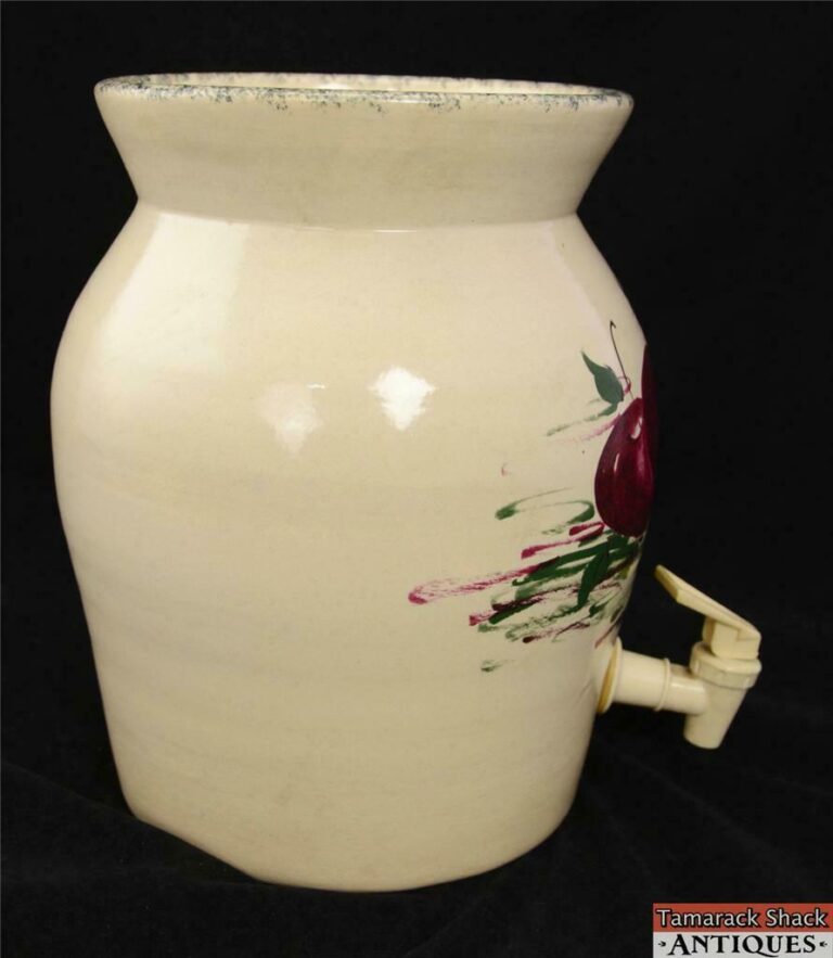 Casey Pottery Water Cooler/Dispenser Crock Apples Red Green Stoneware