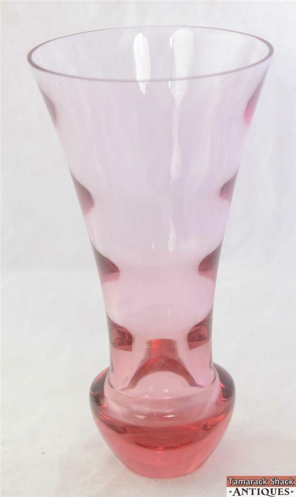 Lot of 5 Pc Extra Fine Pink Art Glass Set Candlestick Pair Vase Bowl