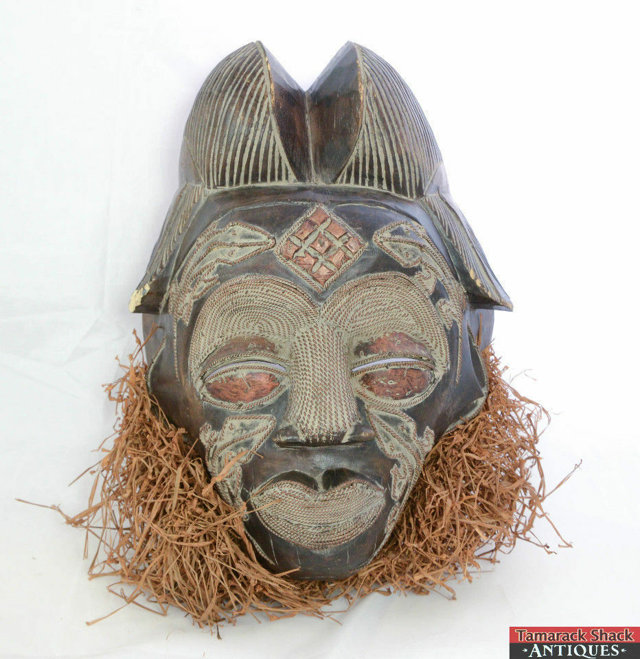 2 Tribal Mask Charm Double Side Green Patina Tone 66536-3369