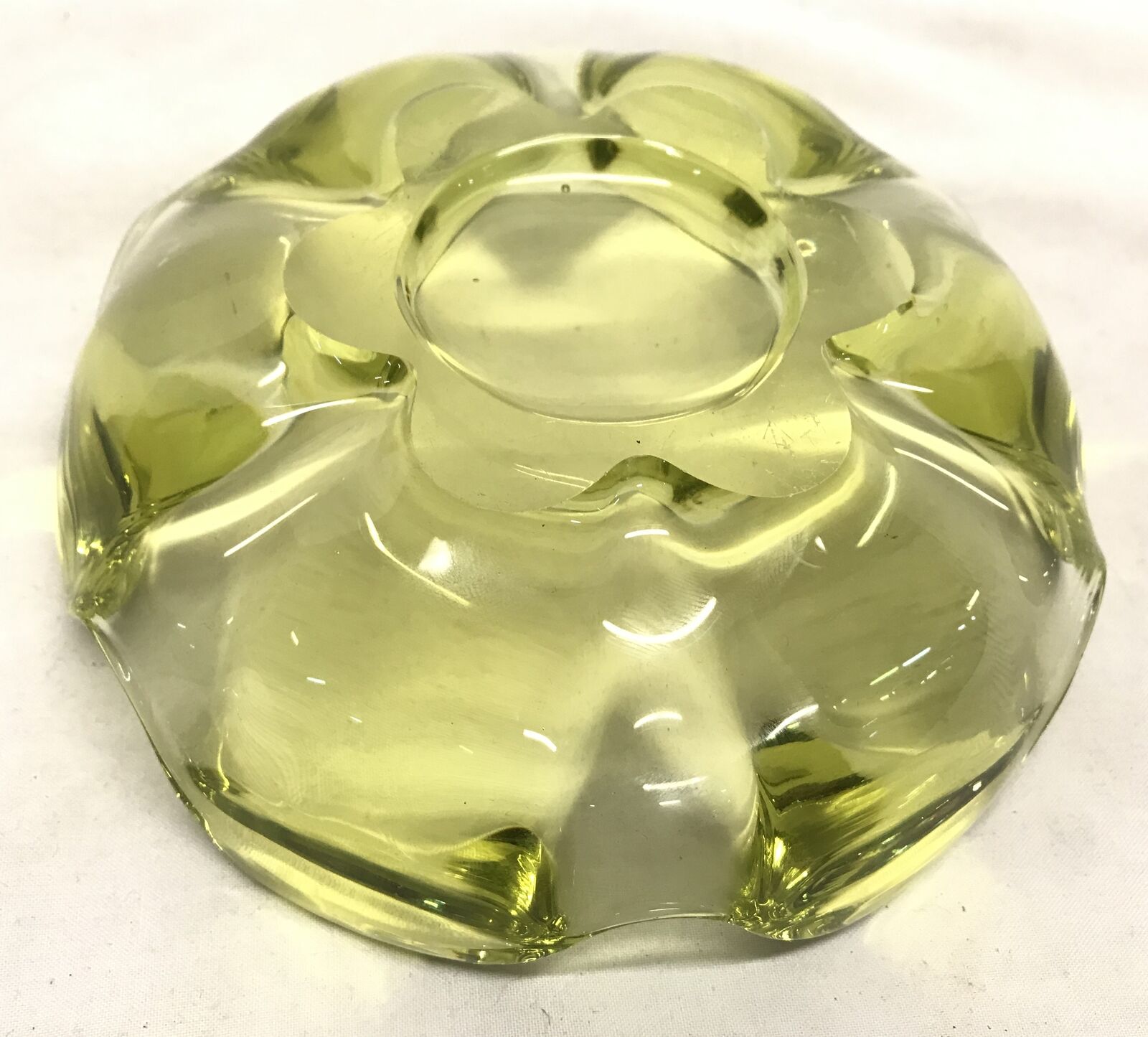 Rare Duncan & Miller Canterbury 1930s Chartreuse Glass Nut Flower Dish Bowl L5Y - Image 4