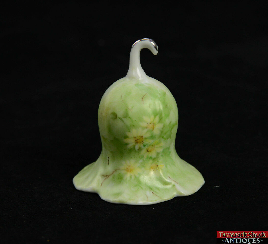 Vintage Hand Painted Tulip Shaped Hand Bell Signed By J. Kirk Richards Daisies