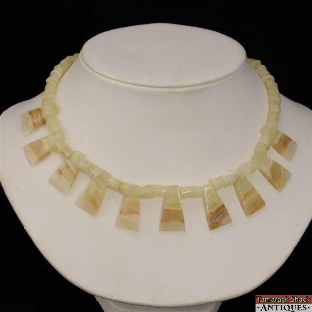 Vintage Off White and Tan Orange Cut Rock Necklace 18" Long Hook-and-Eye Clasp