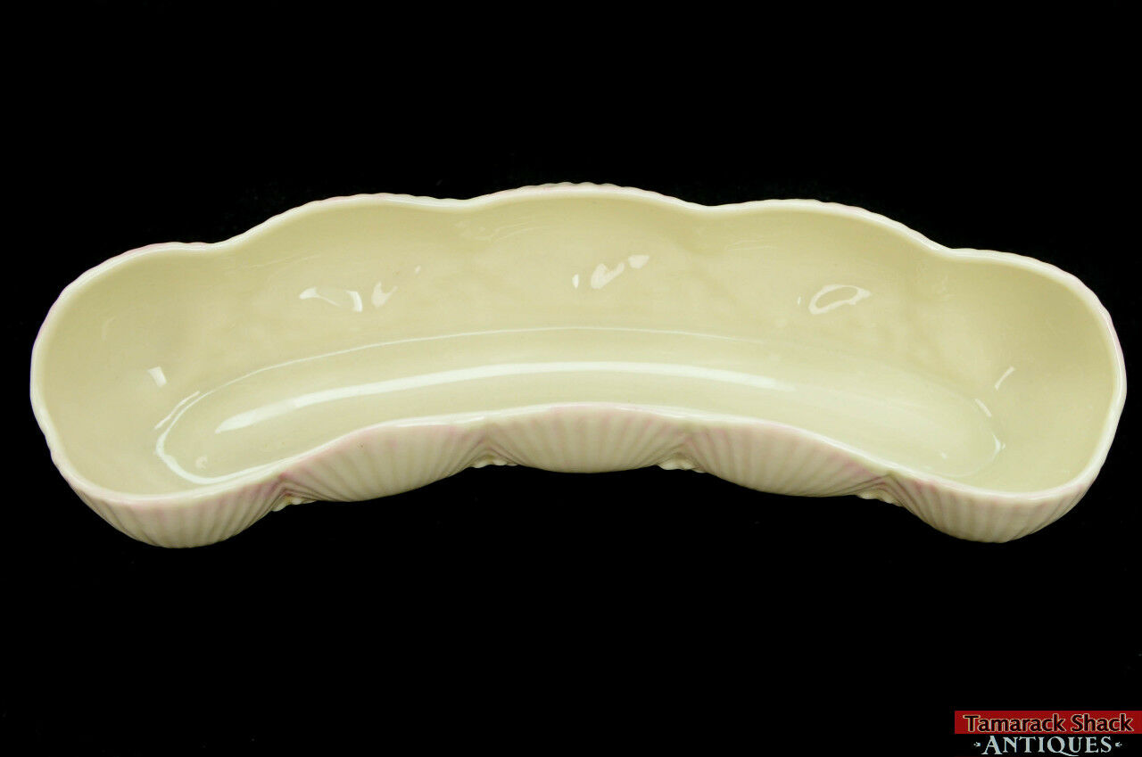 Vintage Pair Belleek Ireland New Shell Pink Mint Tray Curved Dish 7th Mark Gold - Image 4