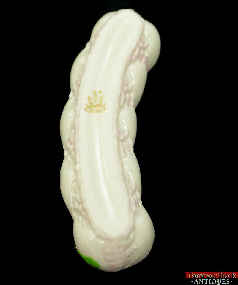 Vintage Pair Belleek Ireland New Shell Pink Mint Tray Curved Dish 7th Mark Gold - Image 5