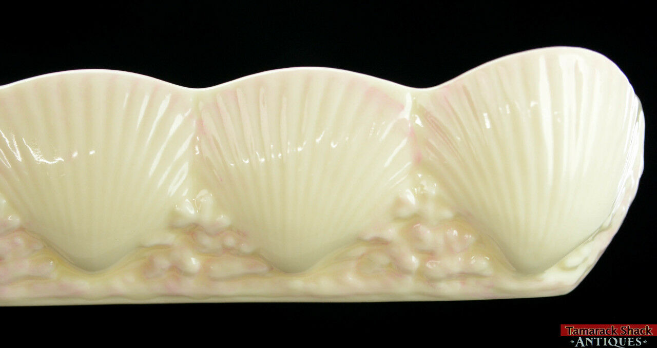 Vintage Pair Belleek Ireland New Shell Pink Mint Tray Curved Dish 7th Mark Gold - Image 7