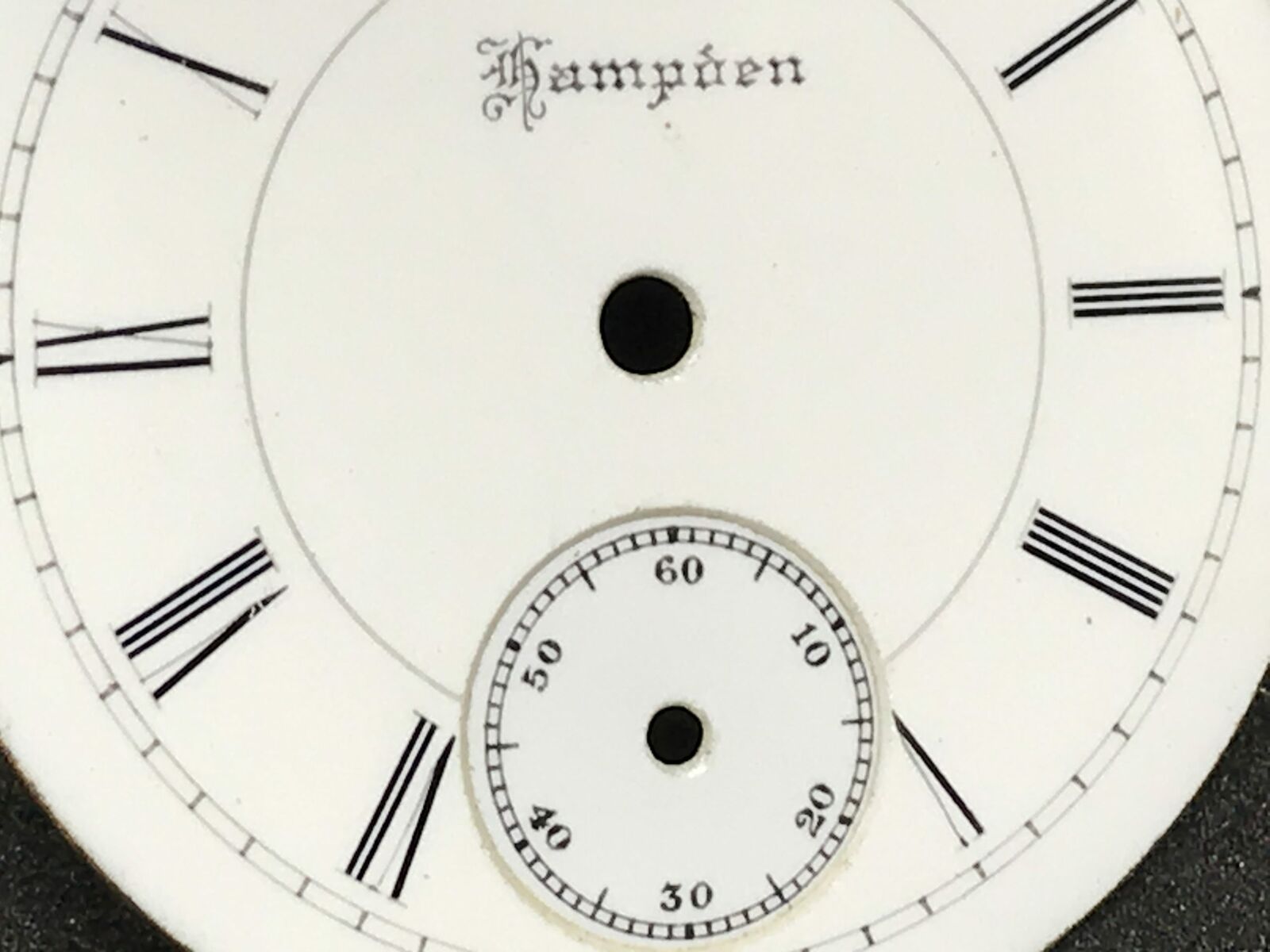 Antique Hampden Pocket Watch Dial Size 6, Roman Script, Single Sunk | 22495 - Image 3