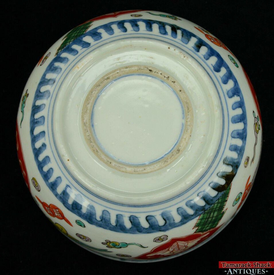 Antique Handpainted 19thC Polychrome Oriental Chinese 7 3/8" Bowl Bird Floral - Image 7