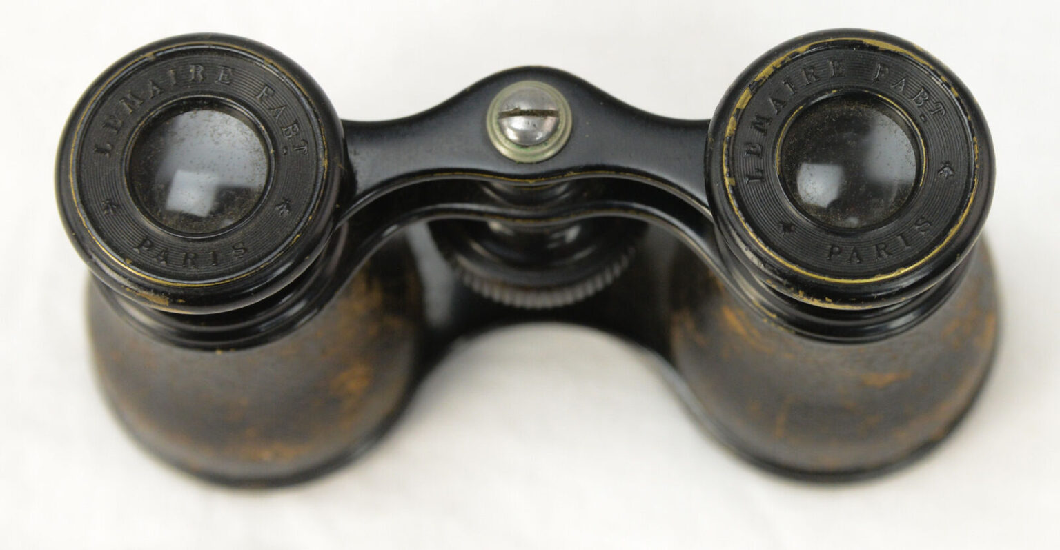 Antique Lemaire Fab Paris Field Opera Glasses Binoculars Leather Small