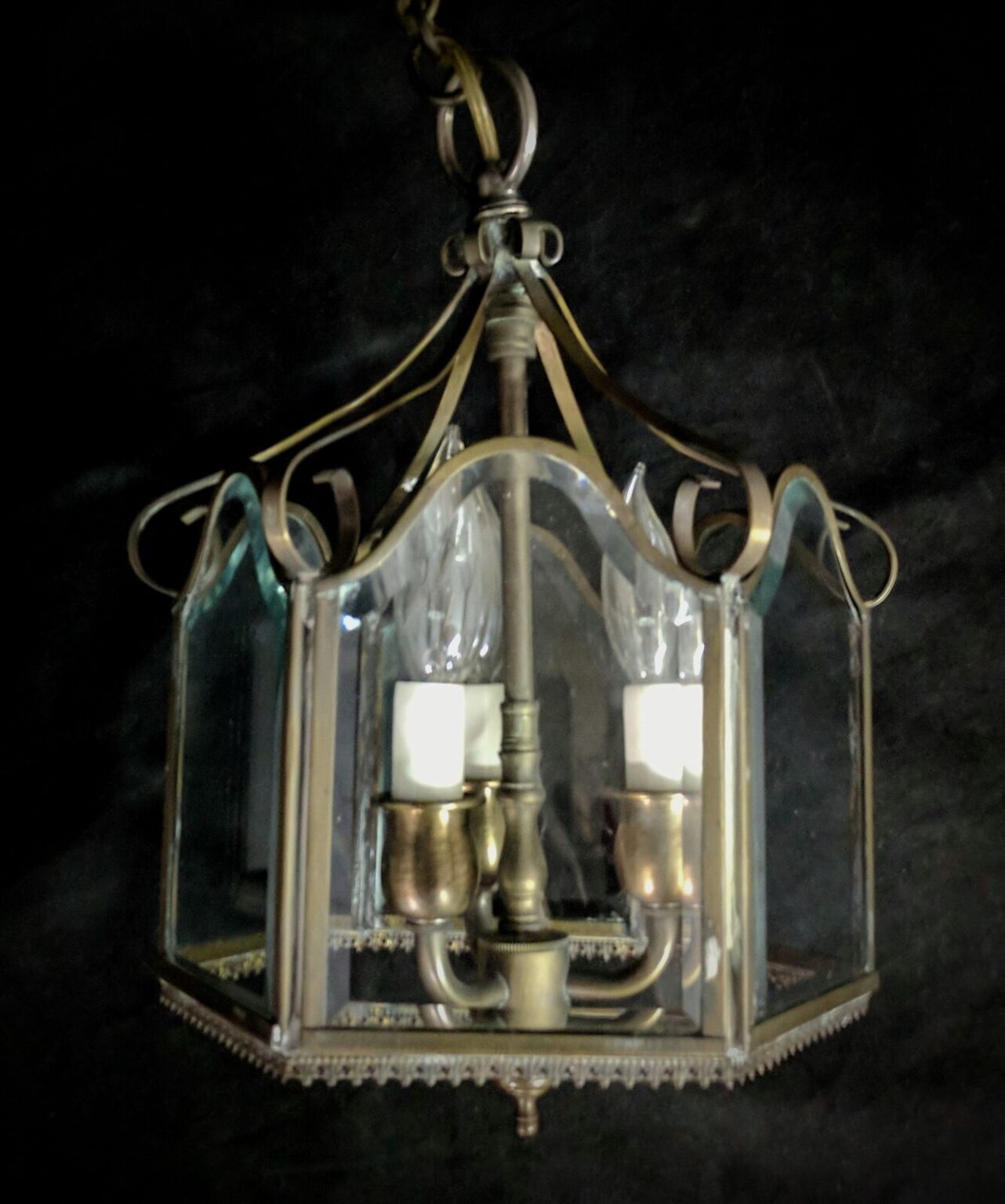 Early Victorian Georgian Art Style Beveled Glass Hanging Light Fixture ...