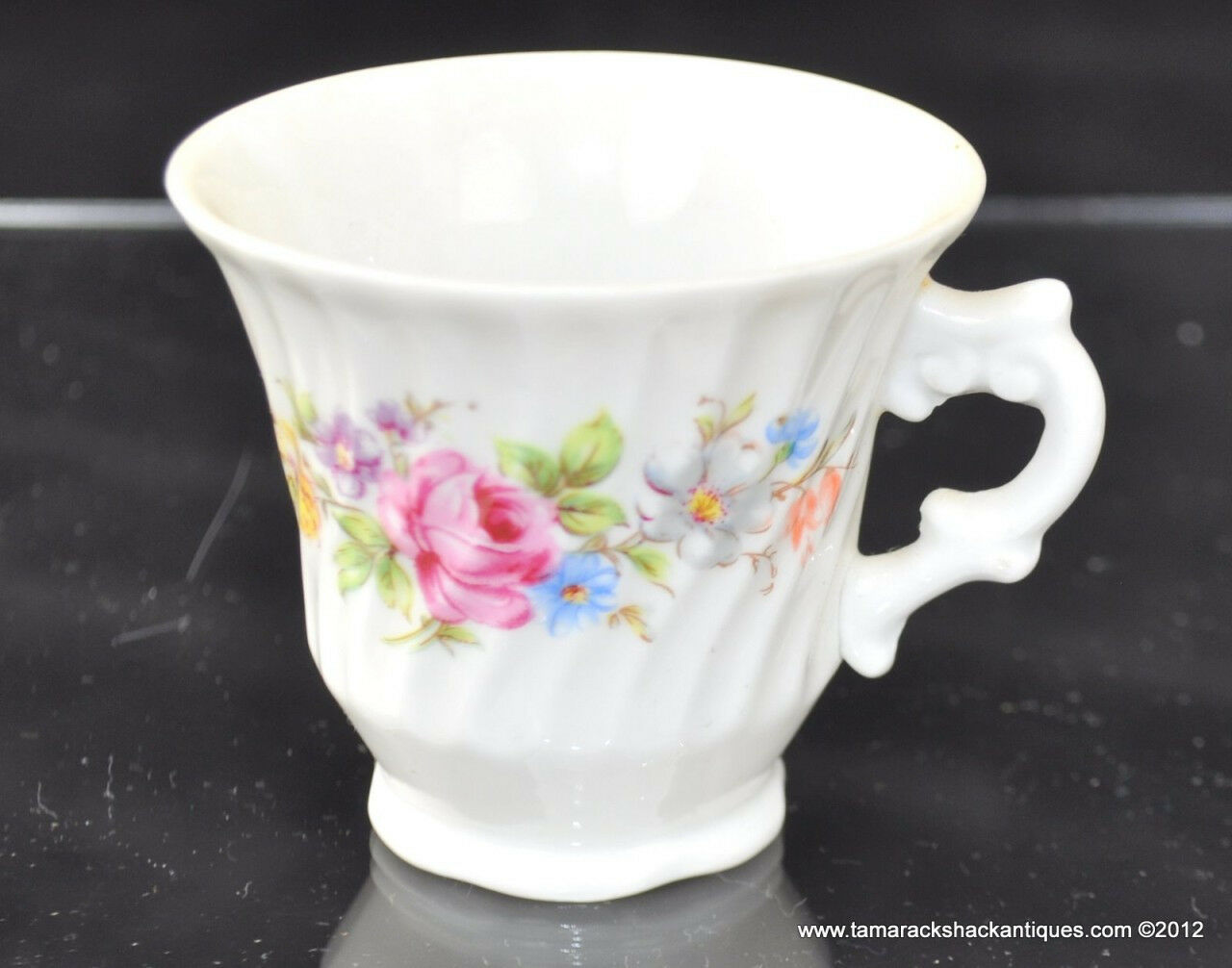 Lot of 4 Sets (8) pcs German Porcelain Spring Floral Spray Demitasse Cup Saucer - Image 3