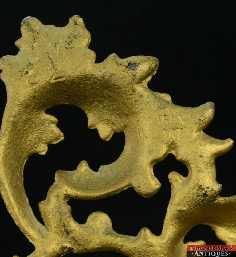 Vintage Cast Iron Art Goldtone Art Nouveau Style Framed Mirror JM 32