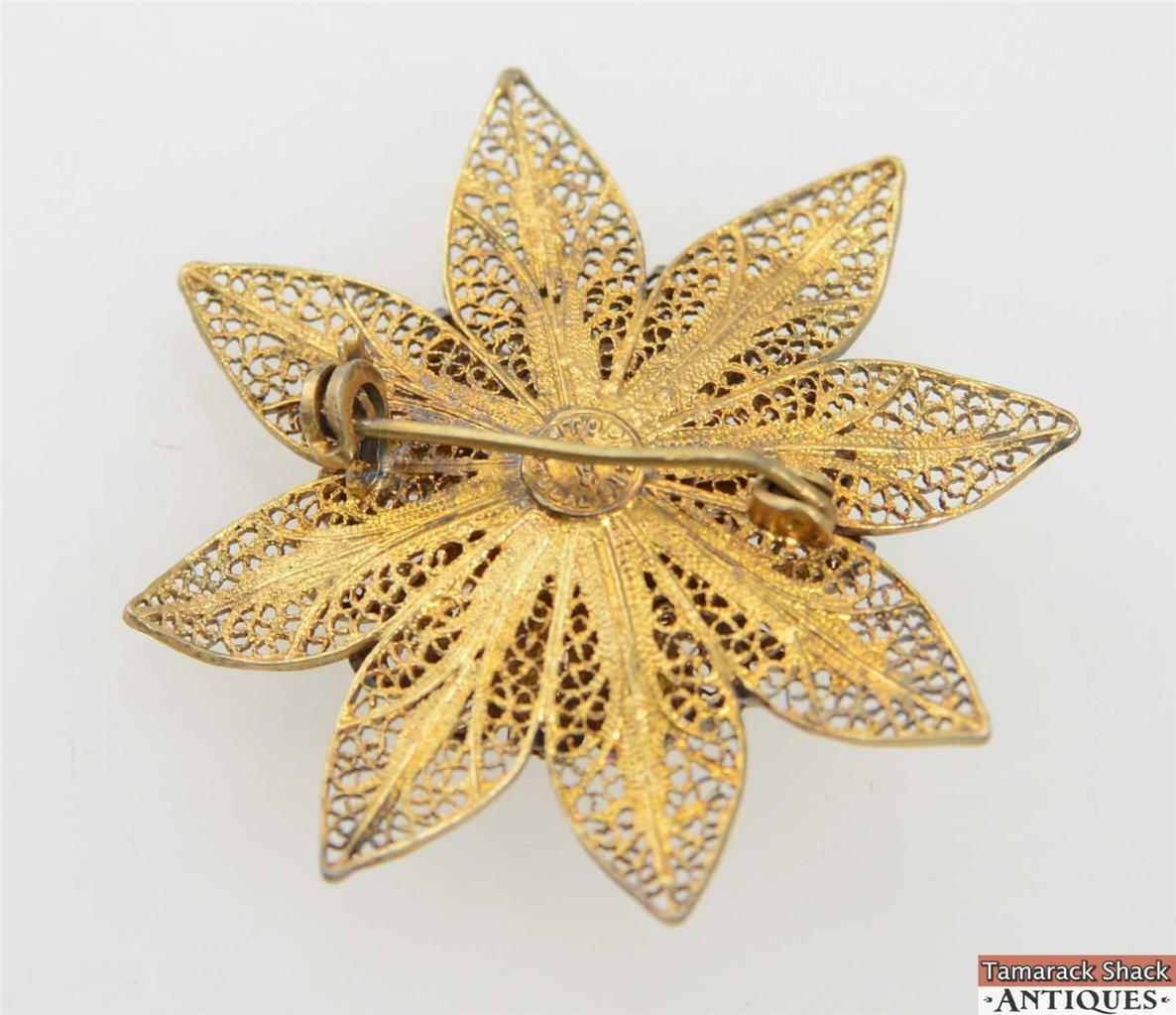 Vintage Ladies Sterling Silver Gold Vermeil Butterfly PinBrooch PORTUGAL